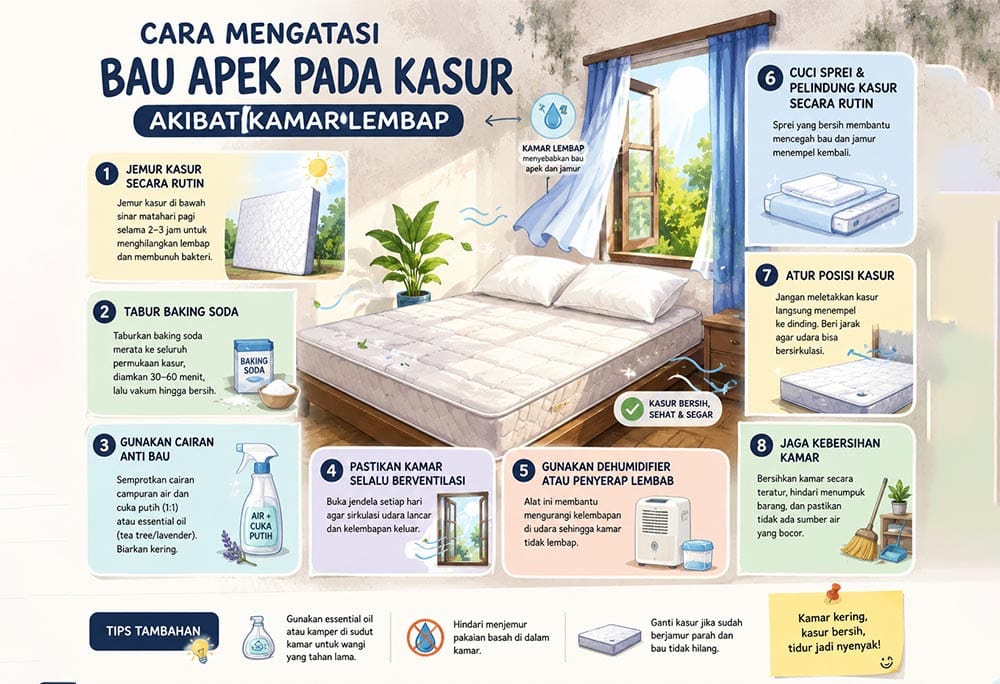 Cara Mengatasi Bau Apek pada Kasur Akibat Kamar Lembap